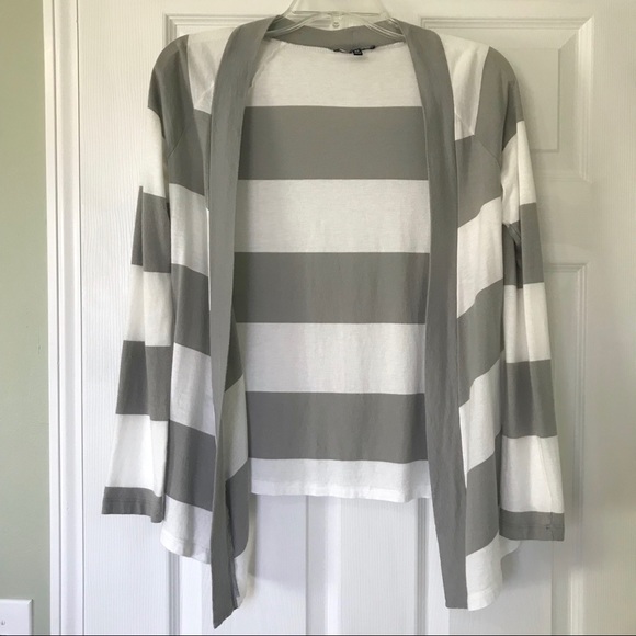 Express Gray/White Striped Cardigan - Picture 2 of 7